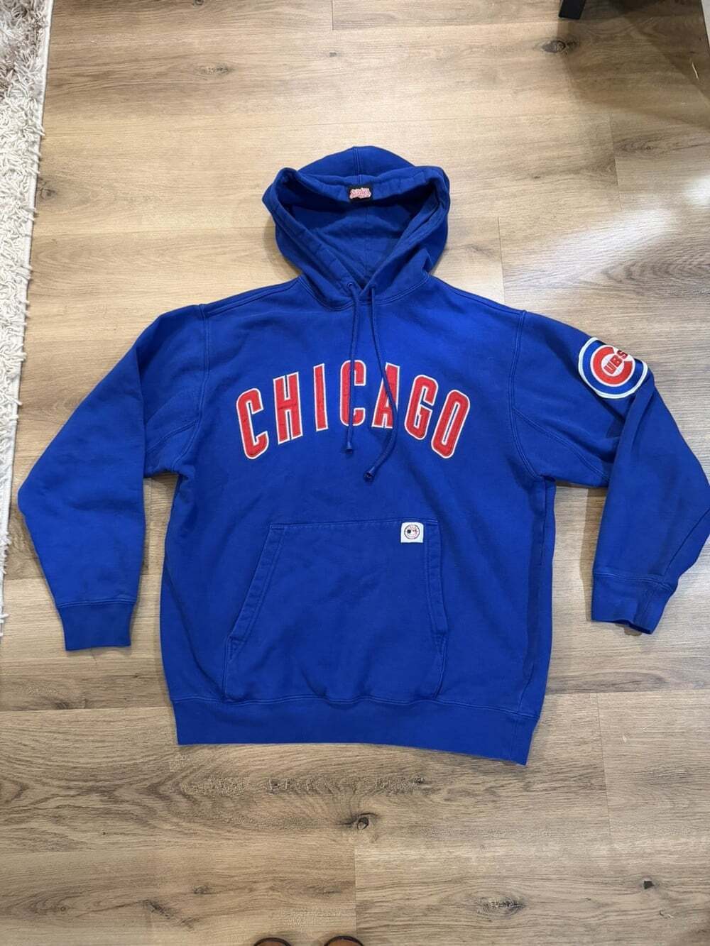 Chicago Cubs Hoodie Men’s Large Blue Stitches Athletic Embroidered MLB Pullover